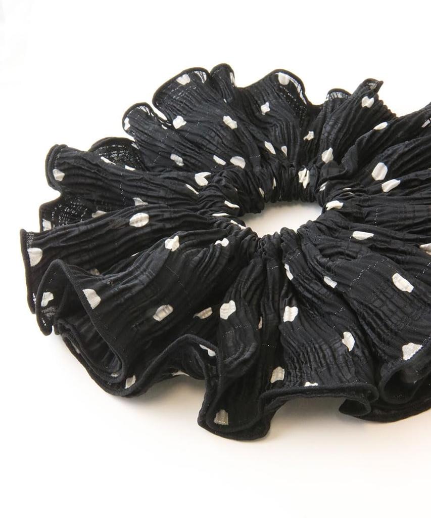 VINGTAINE Dot Voluminous Scrunchie with Ruffles for Chic and Elegant Perfect for Updos, Adults, Women, HS-226