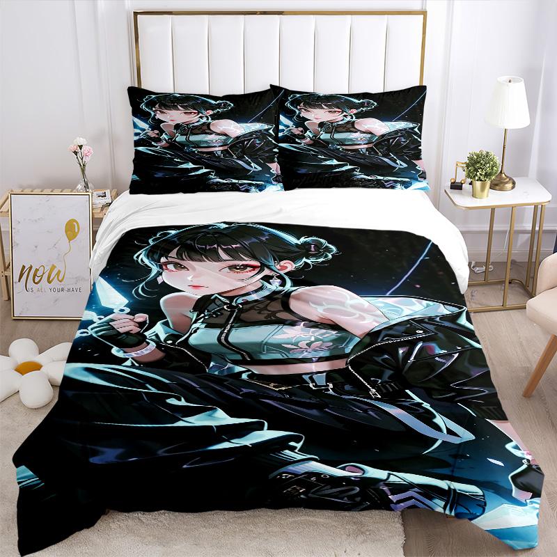 Warrior Girl Print 3Pcs Bedding Setduvet Cover With 2 Bedropillowcase Home Birthday Gift