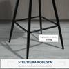 Set of 2 Tall Stools in Nordic Style with Backrest and Footrest, Kitchen Stools with Backrest in Velvet Effect Fabric and Metal, 45x47x88 cm, Blue