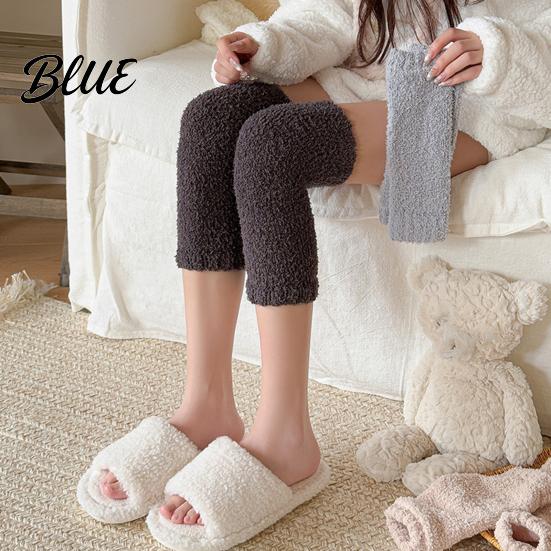 Thermal Cold Protection Socks Thickened Knee Sleeve for Women Winter Warm Coral Fleece Leg Warmers Breathable Soft Fluffy Bed Pads Skiing