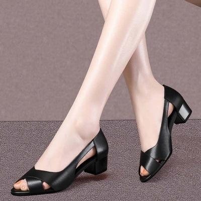 Shallow Mouth Fish Mouth Sandals Women Shoes Summer Big Size 41 Square Heel Women Modern Sandals Outdoor Slip-On Women's Shoes