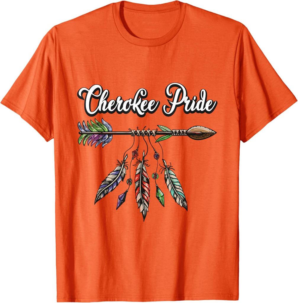 Cherokee Stolz Federn Indianer T-Shirt Baumwolle Vintage Herrenbekleidung Oberteile Lässige Grafik-T-Shirts Camisas Streetwear