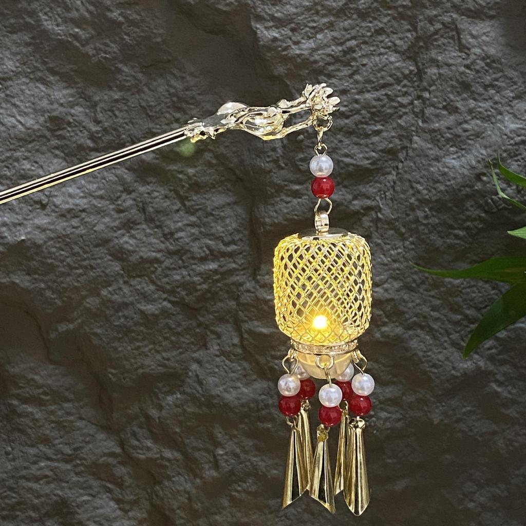 Fermacapelli Lanterna Luminosa di Alta Gamma per Gonne Hanfu - Popolare Accessorio Stile Paesaggistico