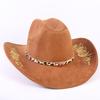 Popolare cappello western da cowboy in camoscio classico europeo e americano da uomo e donna con tesa larga ricamato cappello da sole da esterno