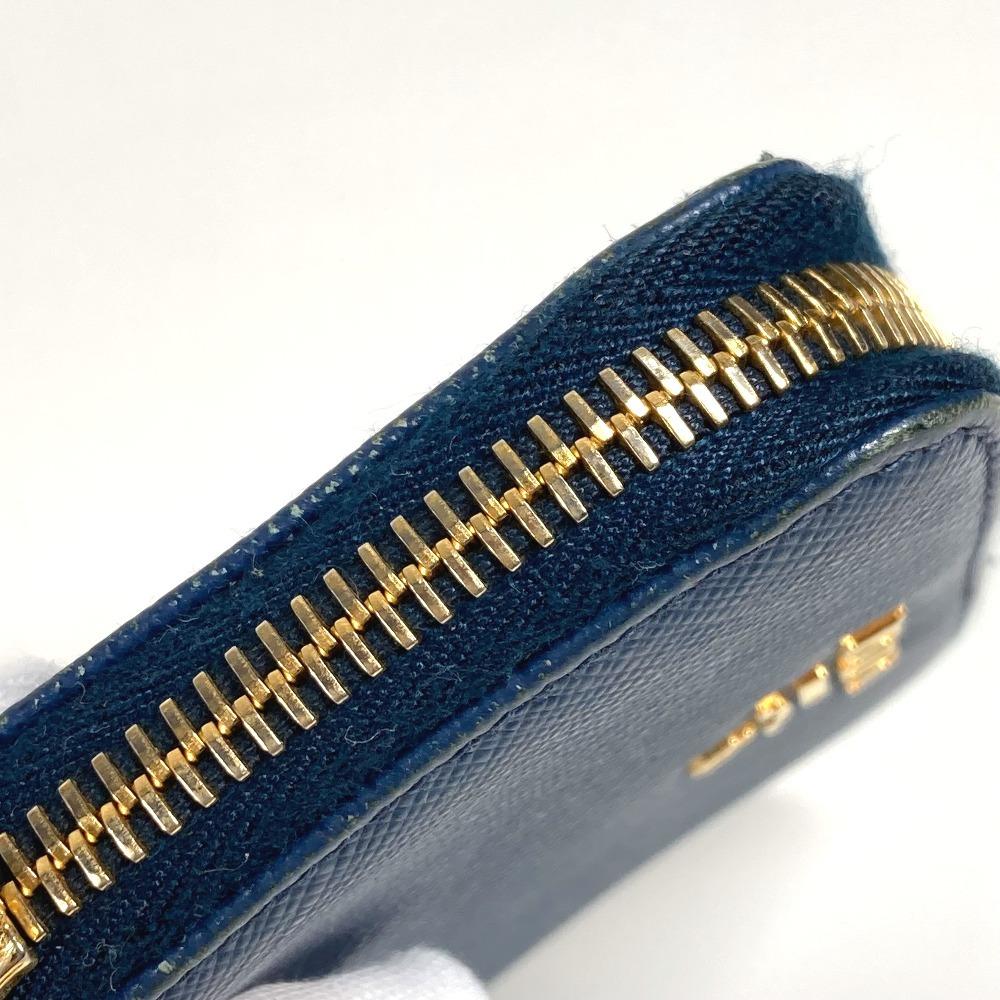 Prada 1MM268 Safiano Logo Wallet Coin Compartment Zip Around Coin Purse