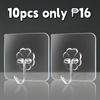 10Pcs Transparent Stainless Steel Strong Self Adhesive Hooks Key Storage Hanger For Kitchen Bathroom Door Wall Multi-Function