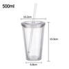 Clear Tumbler with Straw Reusable Double-layer Water Bottle for Coffee Milk DIY Smoothie Cup Drinkware Supplies