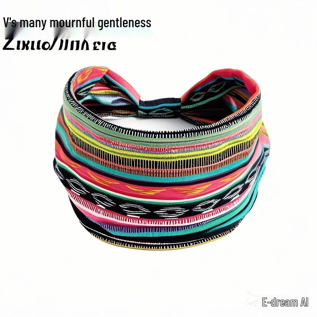 

Богемная полосатая повязка для йоги - Влаговпитывающая, эластичный хлопок для женщин