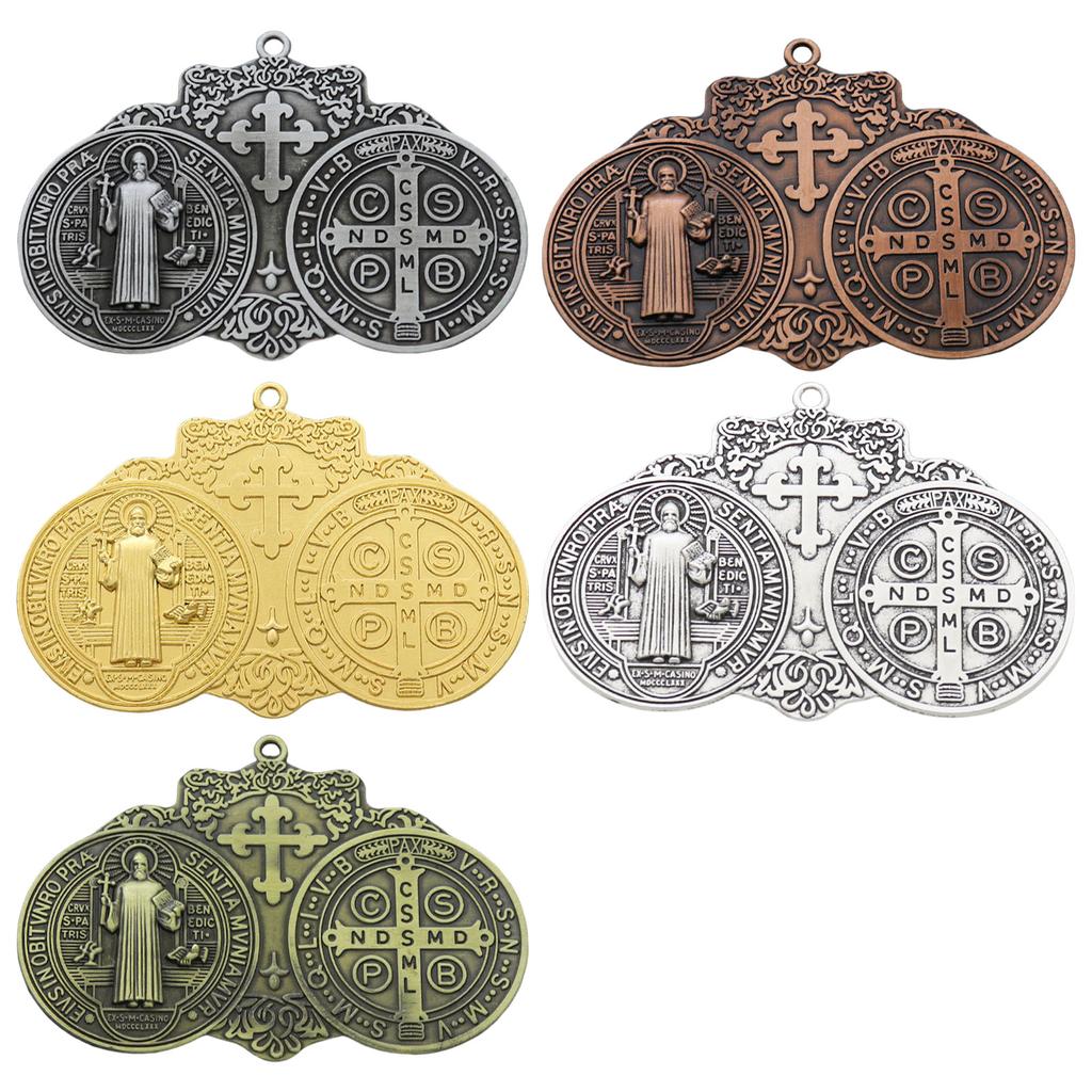Christian Crosses Hanging Ornament Unique Religious Antiqued Metal Keychain Pendant Decoration for Prayer Necklace Charm