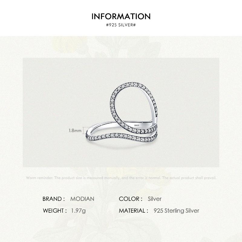 MODIAN Clear Cubic Zirconia 925 Sterling Silver Finger Rings For Women Fashion Hyperbole Line Design Fine Jewelry Gift