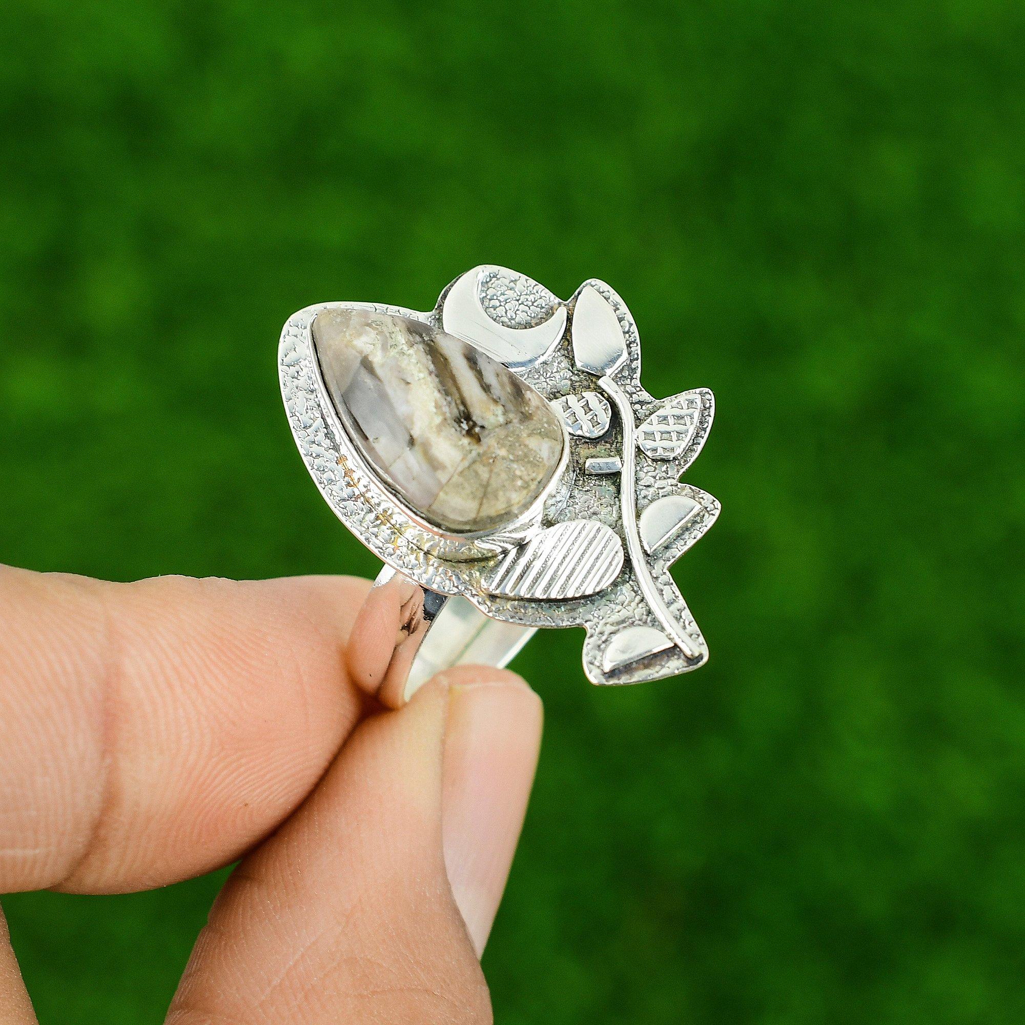 

Кольцо из стерлингового серебра 925 пробы с натуральным кокосовым яшмовым безелем-солитером, кольцо на день рождения матери Adjustable