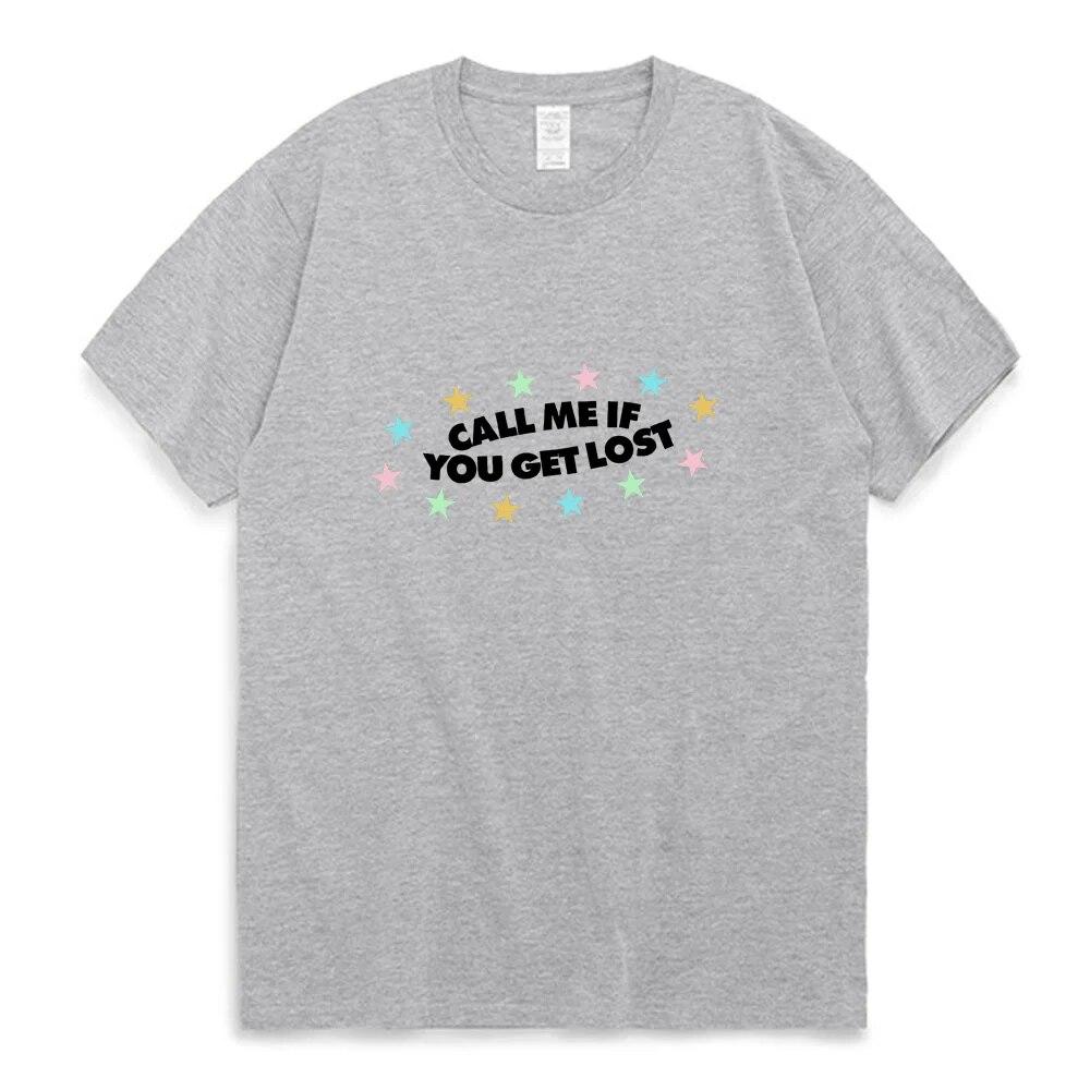 Ring meg hvis du går deg vill Fantastisk T-skjorte med kortermet trykk, sommer med rund hals, overdimensjonert koselig T-skjorte for unisex kvinner Mote Pop T-skjorter