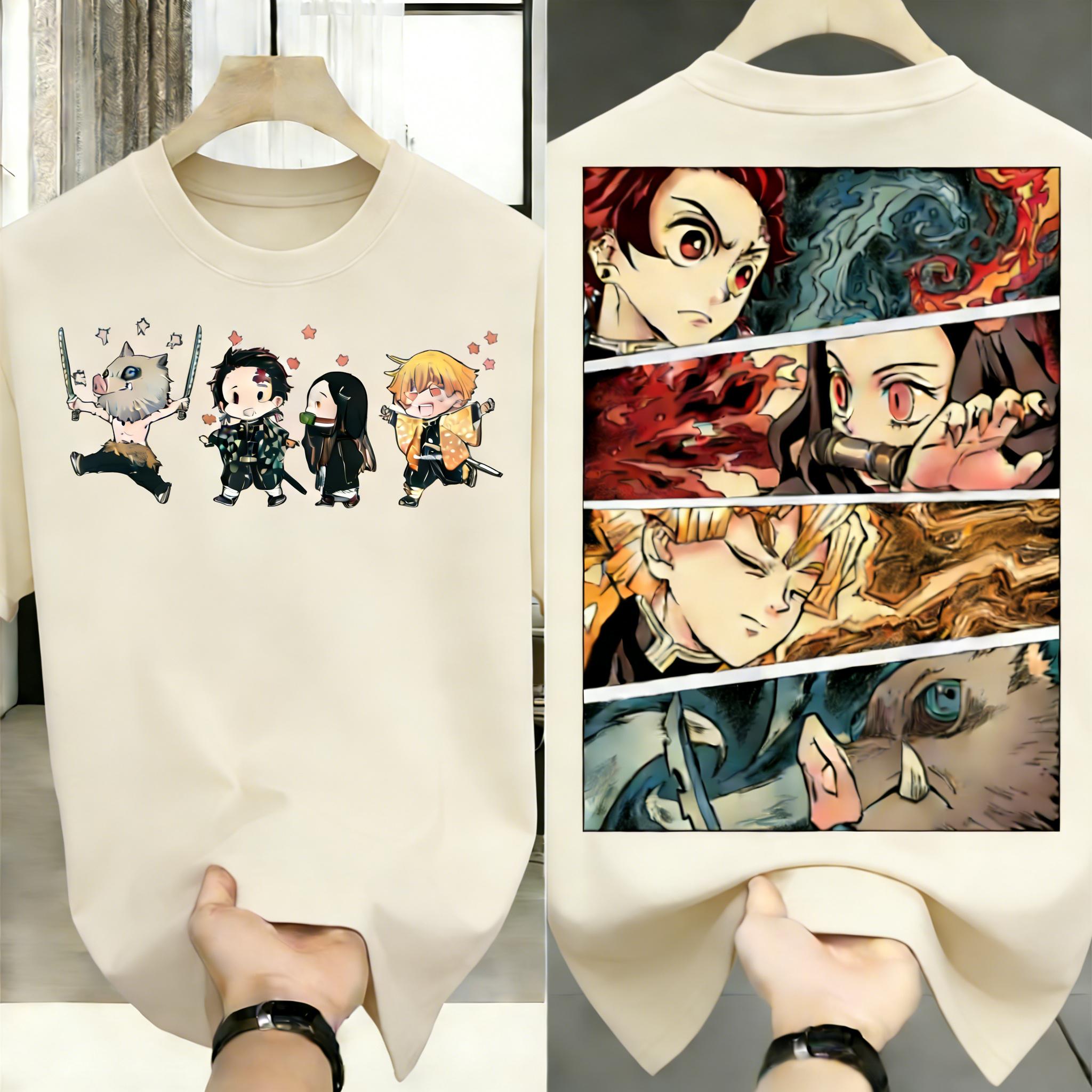 

Plus Size Demon Slayer Anime Printed Unisex Women Summer Tshirt Casual Parent Child Tops Fashion Harajuku Style Street Wear Y2K S