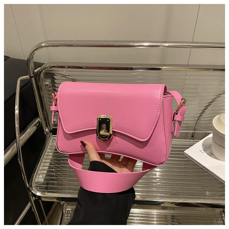 Fashion urban elegant retro casual women  solid color new lock single shoulder underarm small square bag