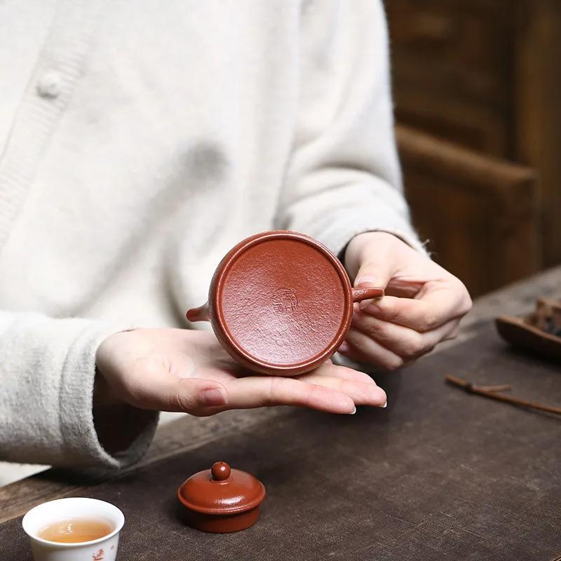 100ml Boutique Yixing Purple Clay Teapots Handmade Gold Drawing Pot Raw Ore Zhu Mud Kettle With Filter Zisha Tea Set Decoration