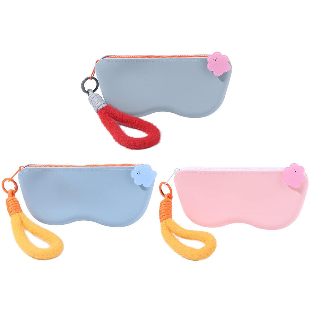 Plush Handle Bear Silicone Sunglasses Case Waterproof Glasses Storage Bag Outdoor