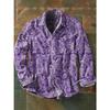 Retro-style Colour-block Print Men’s Long-sleeved Button-down Shirt