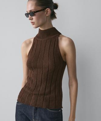 Masimodutti Cotton Blend Halterneck Top