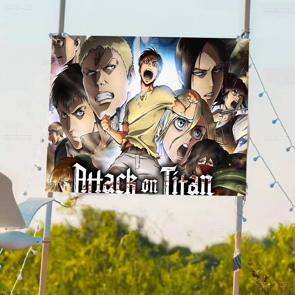 

AAttack On Titan Anime Small Size Cheerleading Banner Hand Pulled Flag Outdoor Atmosphere Flags 74x94cm(29x37in)