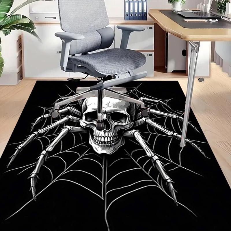 1PC Spider Skull Non-Slip Floor Carpet Compatible for Office&Living Room&Bedroom&Dining Room - Flat-Weave Machine-W260