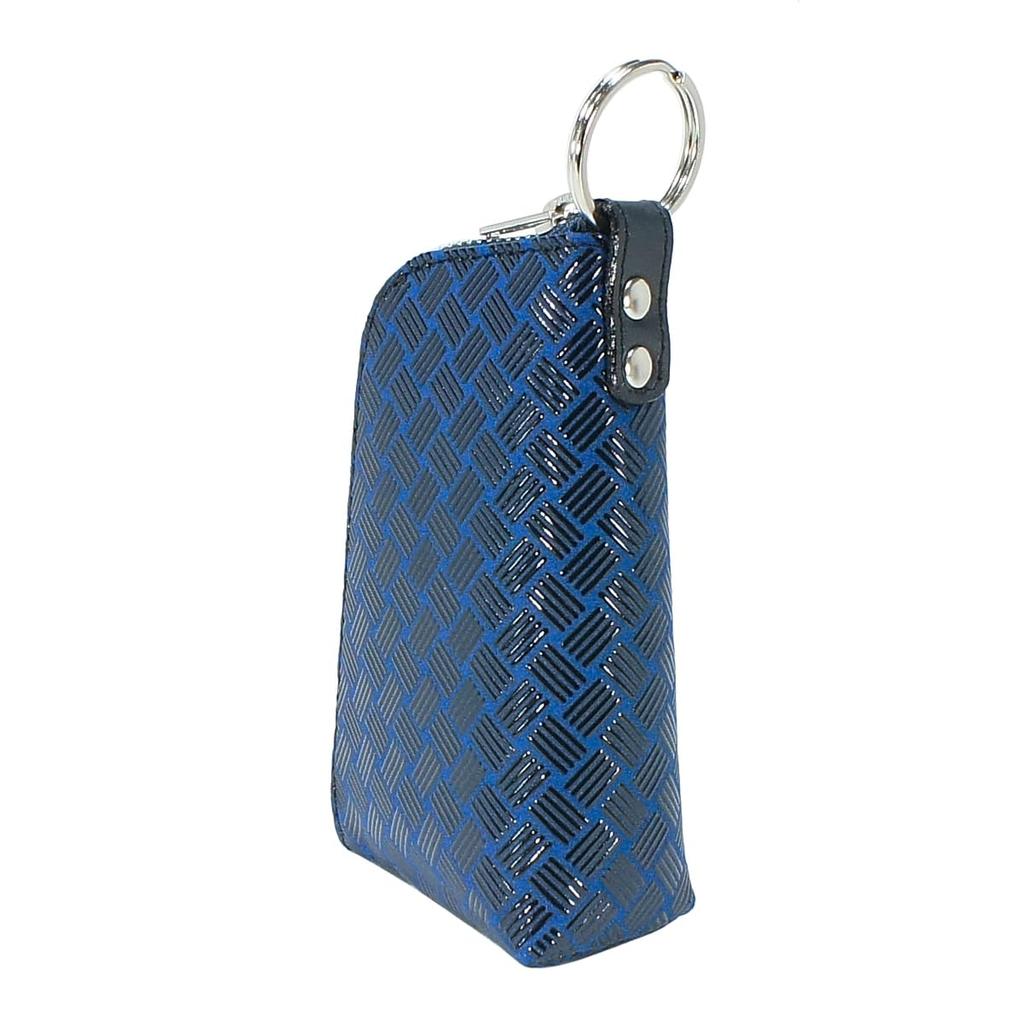 Indenya Inden Key Case D, Deerskin, Cobalt Blue with Black Lacquer, Ajiroi Weave Pattern, 4707-cb-158, Custom Order