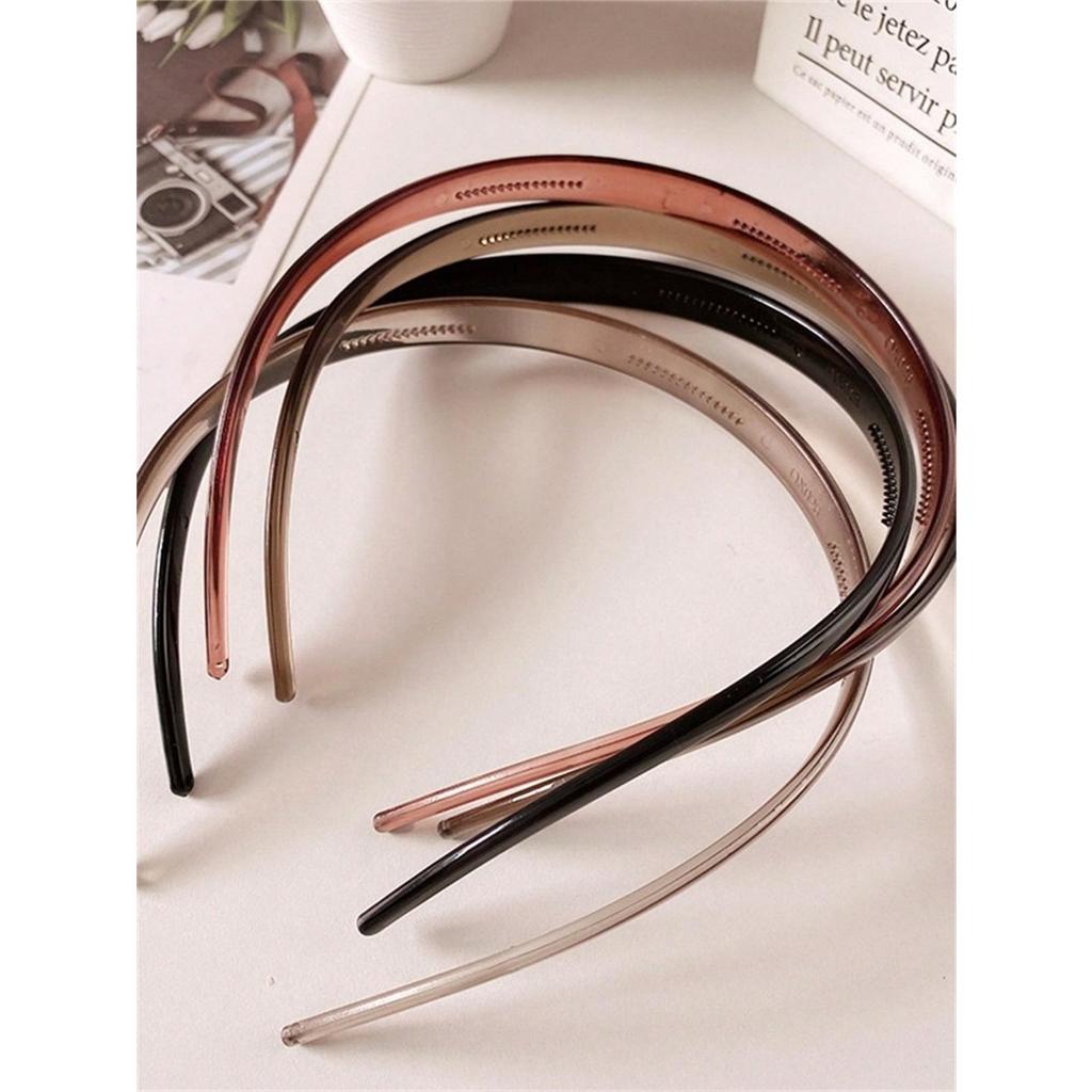 4 women's headband Simple clear resin headband women's face non-slip pressure headband Thin hair clip for women