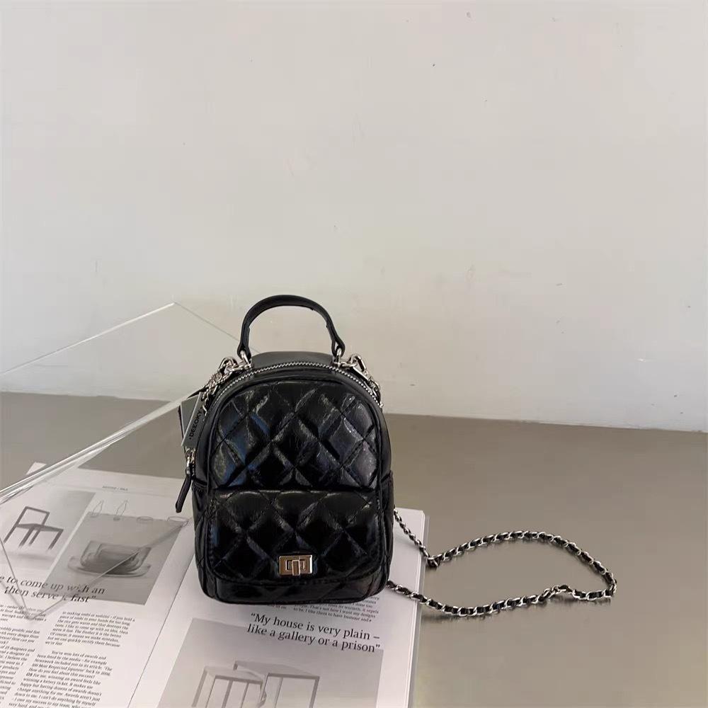 

Новый рюкзак через плечо большой вместимости, сумка, универсальная сумка-клатч с цепочкой в виде маленьких ромбов, мини-рюкзак. чёрный