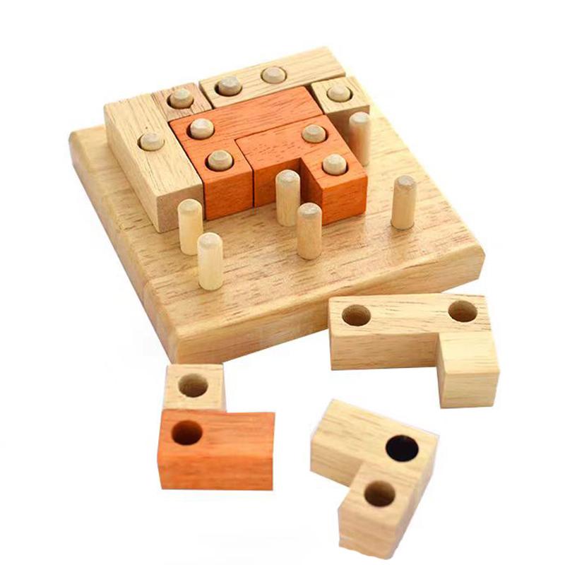 Geometric Shape Cognitive Puzzle Game Wooden Logic IQ Intellectual Development Toys Brain Teaser Gifts For Kids Teens
