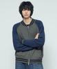 Ballute Baseball Knit Zip Up Cardigan (Olive & Navy)