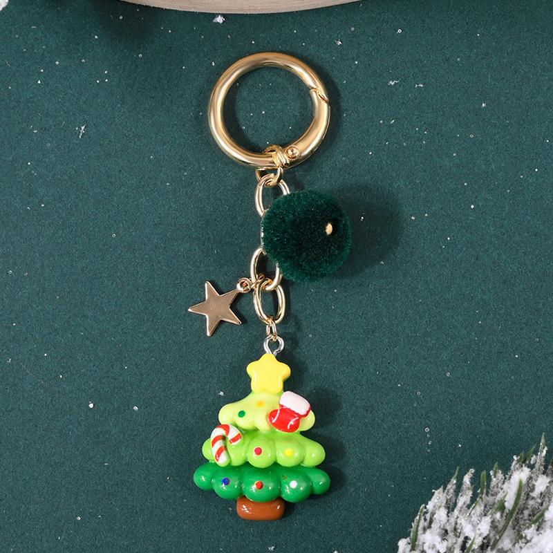 New Christmas Tree Santa Claus Keychains Bag Charm For Women Exquisite Bag Pendant Car Key Ring Jewelry Christmas Gift