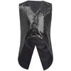 Boys Sparkly Sequin Vest Asymmetrical Hem Sleeveless Design for Parties Stage Events