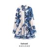 Spring 2025 Women's European & American Style Waist-Tie Long Sleeve Dress