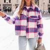 Neuer Herbst- und Winter Damen Karierter Kurzer Wolliger Dicker Mantel