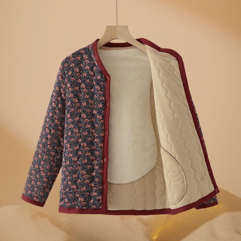 YUZHAOLIN Women's Plush-Lined Floral Winter Padded Jacket