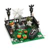 Halloween Pumpkin Scene Model Set Building Blocks With Bat Black Spider Plants Decoration Accessories Moc Bricks Kid Toy Gifts
