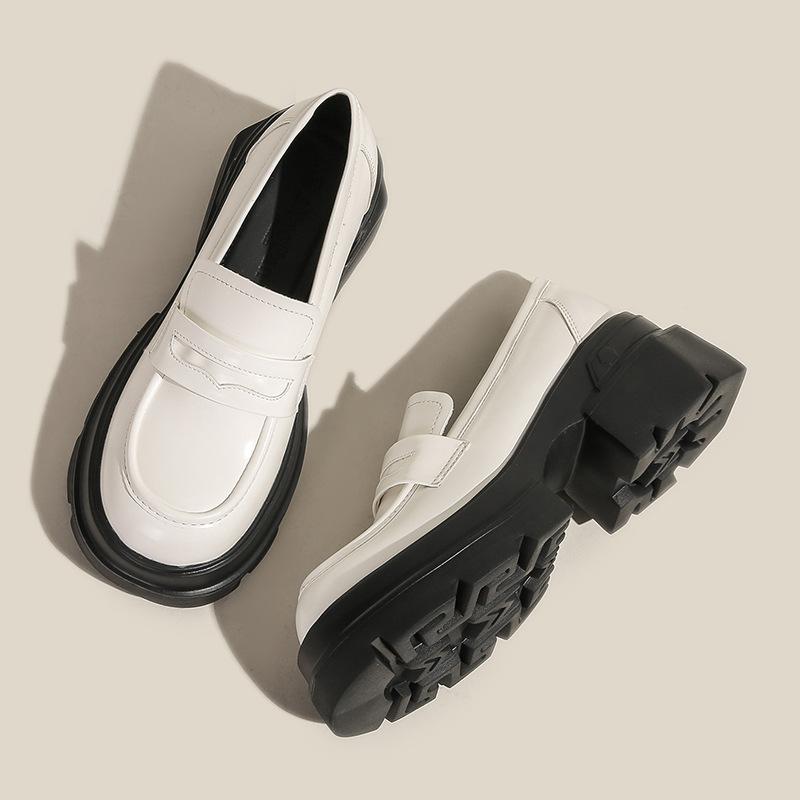 White Female Shallow Mouth with Skirt Fairy Small Leather Shoes Student Single Shoes Female