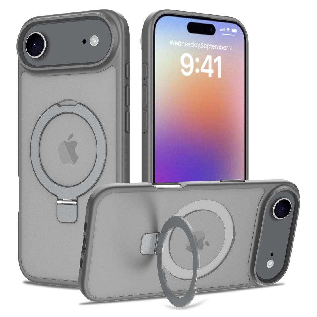 For iPhone 17 Air Phone Cover built-in kickStand, Compatible With MagSafe Shockproof Slim Translucent Matte Phone Case hybrid&Case & Holder&iPhone Air