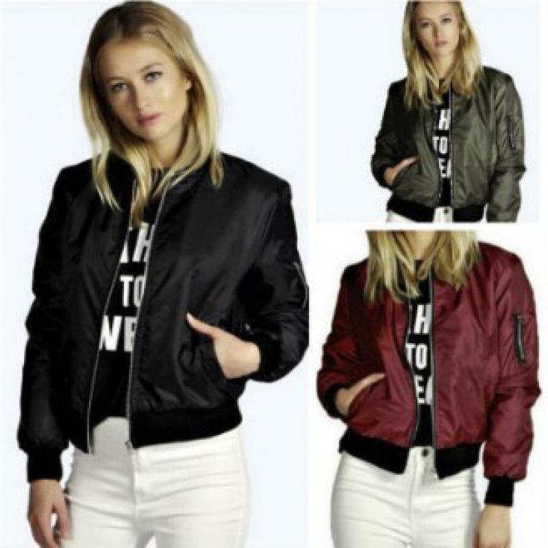 European & American Autumn/Winter Solid Color Short Zipper Jacket