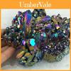 Vibrant Natural Quartz Crystal Rainbow Titanium Cluster Perfect For Reiki Healing