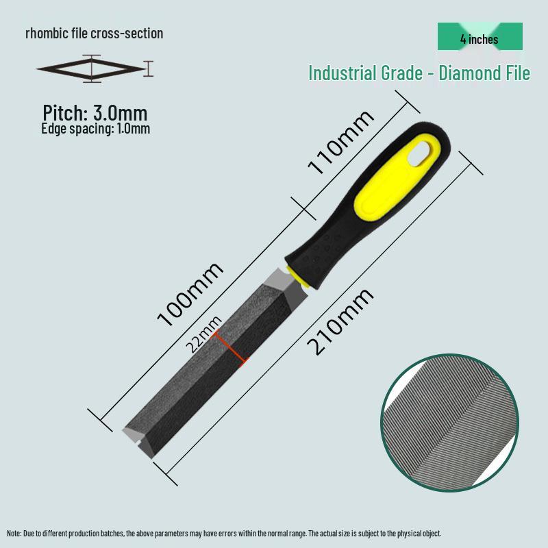 Fine-Tooth Diamond Steel File Set: 6-Inch Flat & 8-Inch Edge File for Woodworking
