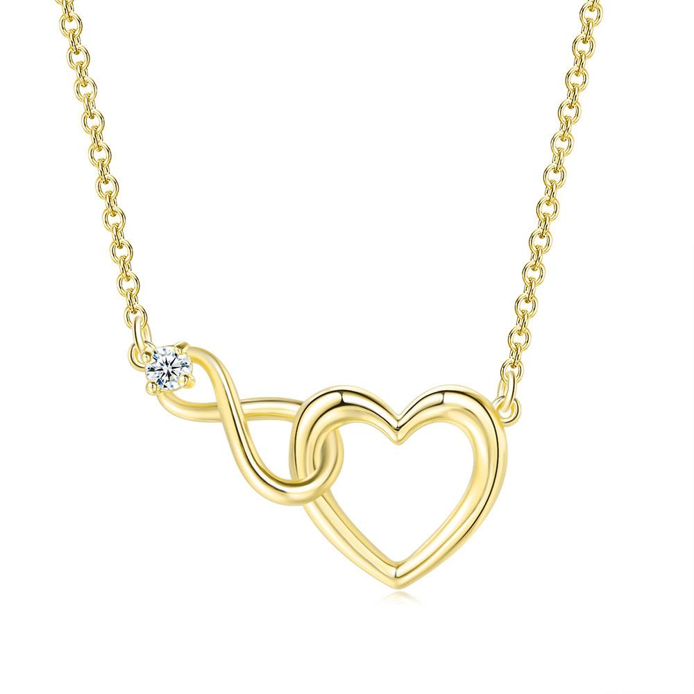 Heart Pendant Necklace for Women Crystal Infinite Love Aesthetic Korean Choker Gold Color Chain Wedding Accessories Jewelry N457