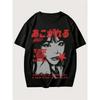 Men's Streetwear Japanese Anime Girl Slogan Oversized Tee