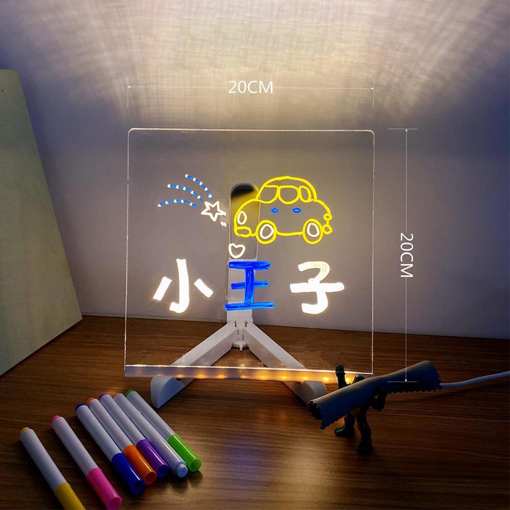 

Прозрачная светодиодная подсветка, акриловая доска для сообщений, стираемая USB-доска для рисования детей, CIY, подарки на день рождения, рекламные щиты для бара