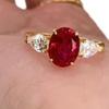 Light Luxury French Retro Ruby Oval Pigeon Egg Ring, High-End Sense Diamond-Set Temperament Versatile, Niche Index Finger Ring