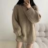 Plus Size Mid-length Sweater Women's V-neck Lazy Wind Lower Body Loose Outer Wear Fat Mm Sweater Women Summer