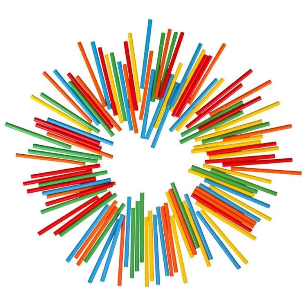 Colorful Mathematics Teaching Aids Wooden Toys Students Counting Rod Bamboo Counting Sticks