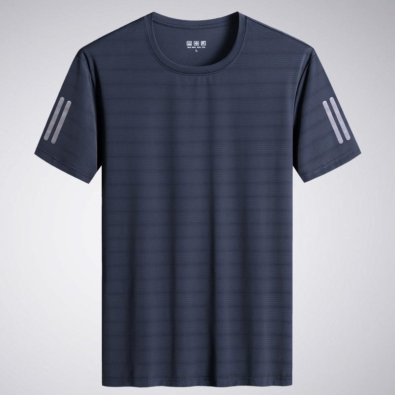 Summer Ice Silk Short-sleeved T-shirt Men's Mesh Thin High-grade Casual Joker T-shirt Quick-drying Sports Men.