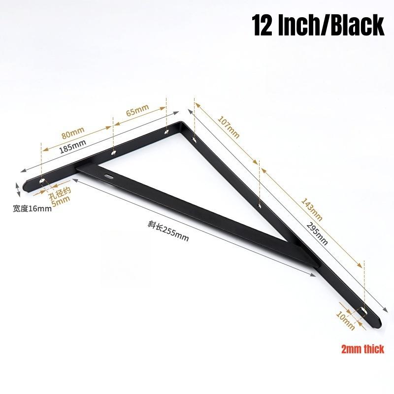 2/4/8PCS Heavy Duty Tripod Shelf Brackets,Black Steel Floating Shelf,Wall Mount L Shaped Brackets,Shelves Support Angle Bracket