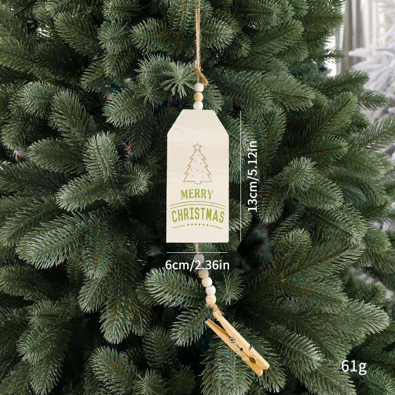

Pattern Christmas Themed Wooden Pendant With Clip Holiday Home Props Decoration белый