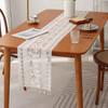 Beige Lace Table Runner Vintage Table Cloth Crochet Lace Cotton Blended Fabric with Tassel Table Dining Wedding Decor